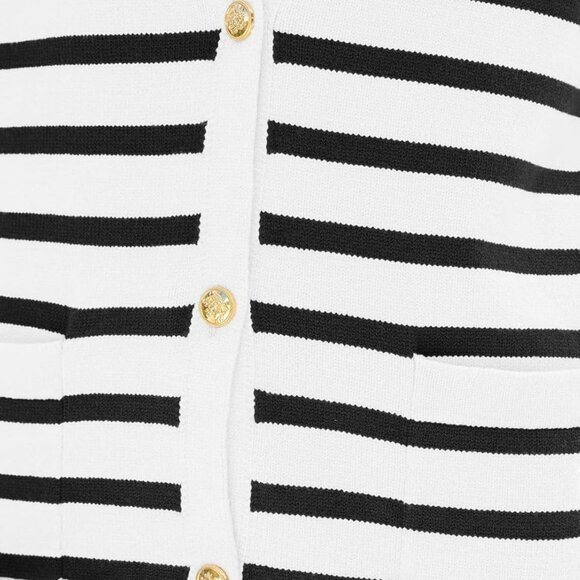 LILLUSORY Black & White Striped Cardigan – Gold Buttons | Size XL | Like New - Picture 2 of 5